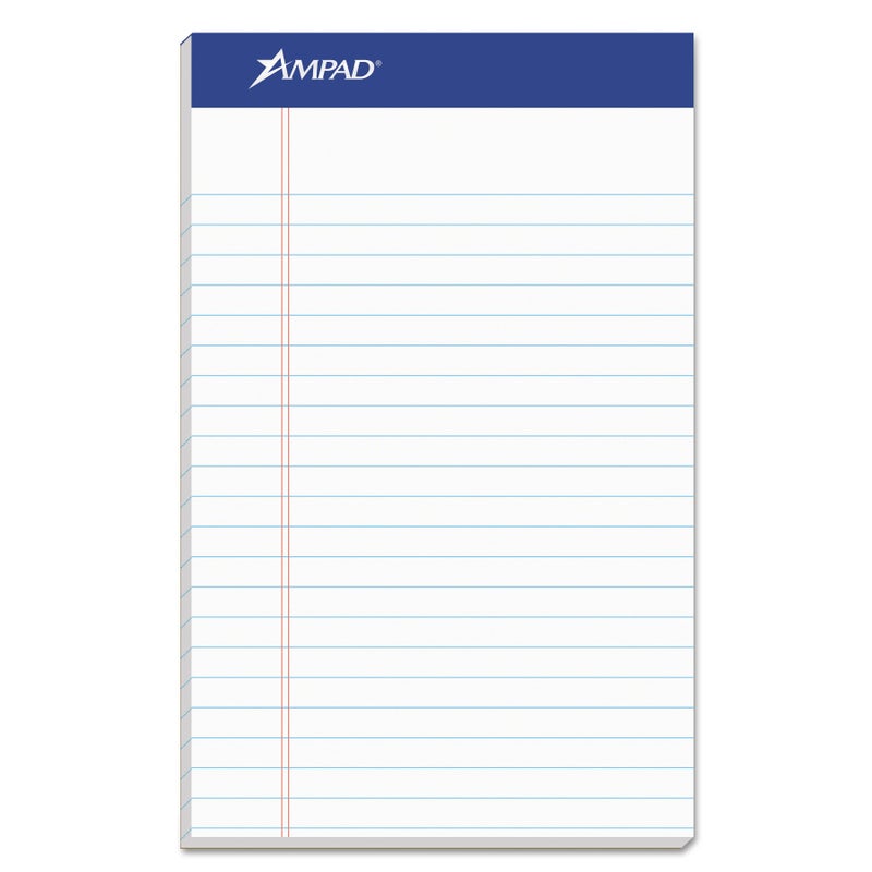 Ampad TOP20154 20-154 Evidence Recycled Perf 5x8 Medium Ruled Pads, Margin, White, 50 Sheets, Dozen - Image 1